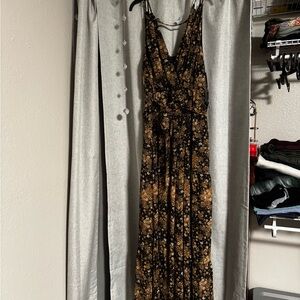 Floral Maxi Dress in Black and Gold